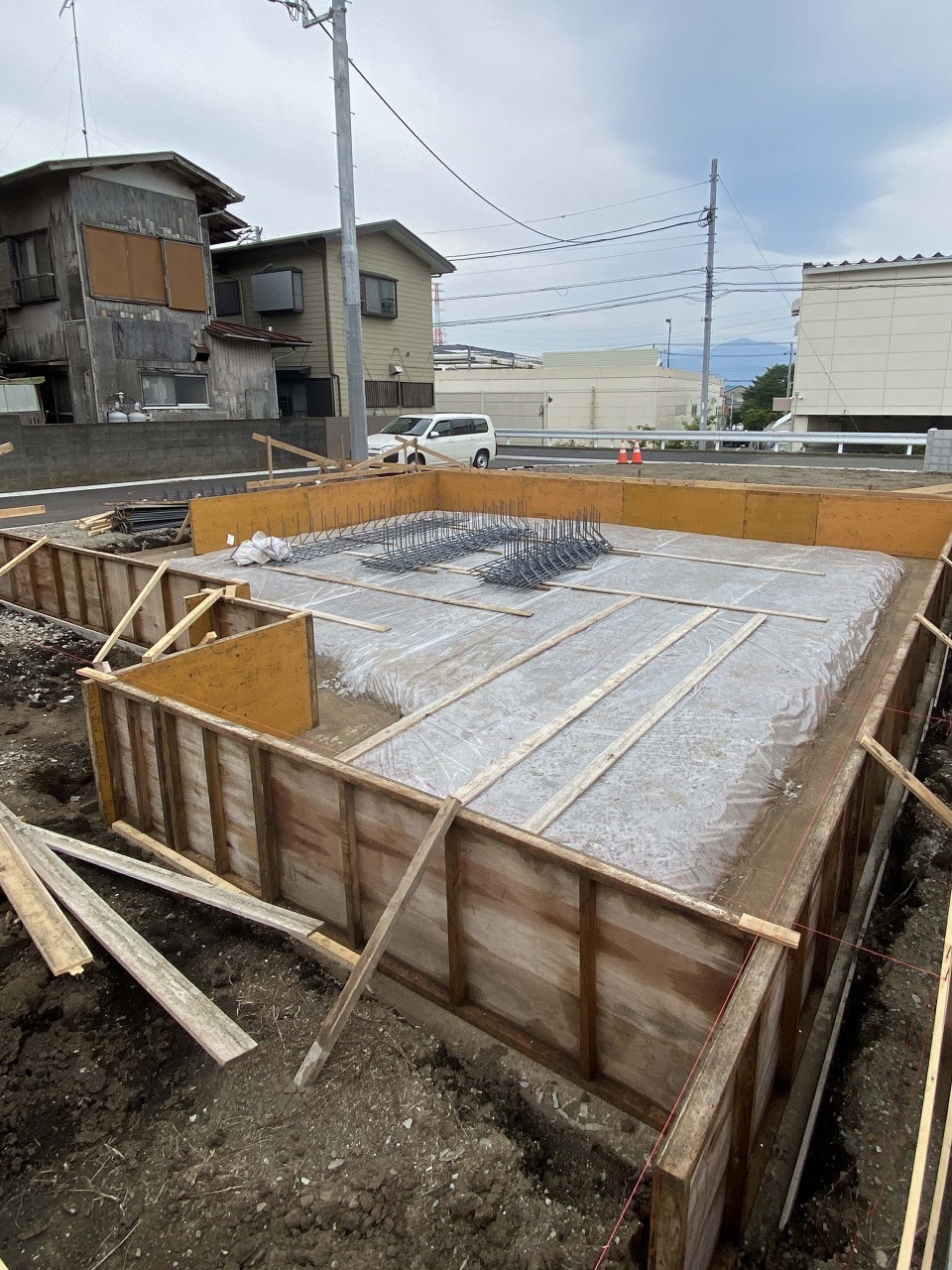 基礎の防湿シート施工